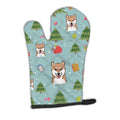 Christmas Shiba Inu Oven Mitt Heat Resistant Thick Oven Mitt for Hot Pans and Oven, Kitchen Mitt Protect Hands, Cooking Baking Glove