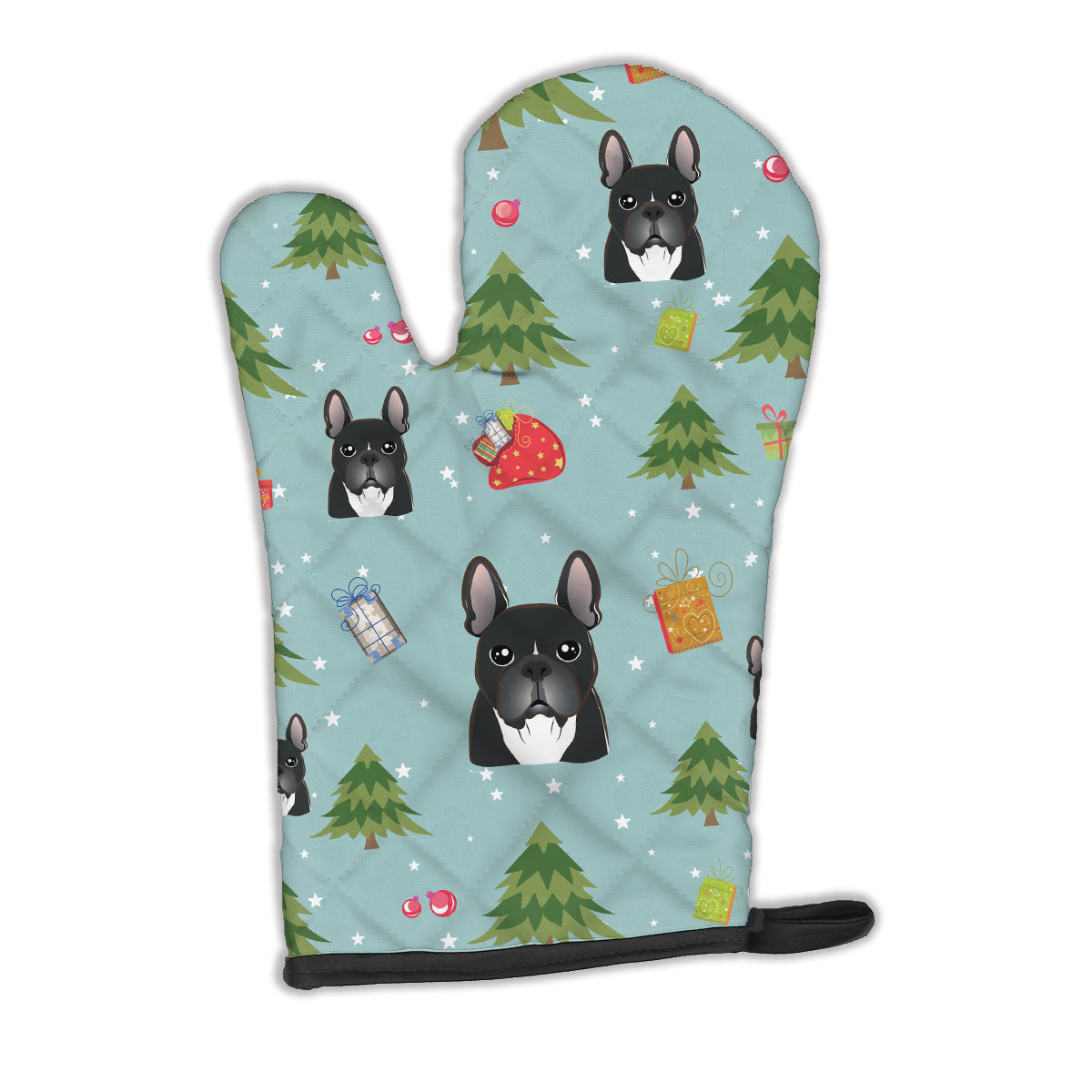 Christmas French Bulldog Oven Mitt Heat Resistant Thick Oven Mitt for Hot Pans and Oven, Kitchen Mitt Protect Hands, Cooking Baking Glove