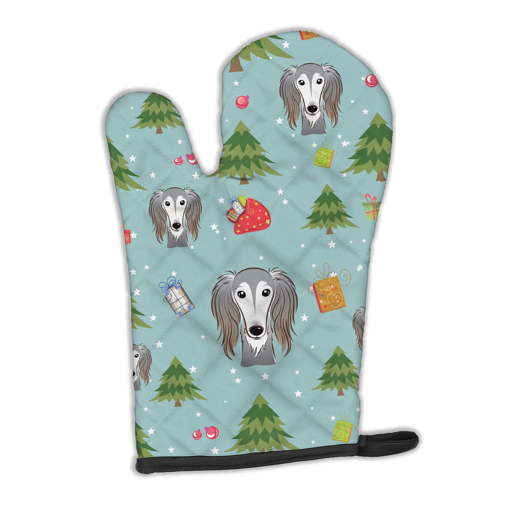 Christmas Saluki Oven Mitt Heat Resistant Thick Oven Mitt for Hot Pans and Oven, Kitchen Mitt Protect Hands, Cooking Baking Glove