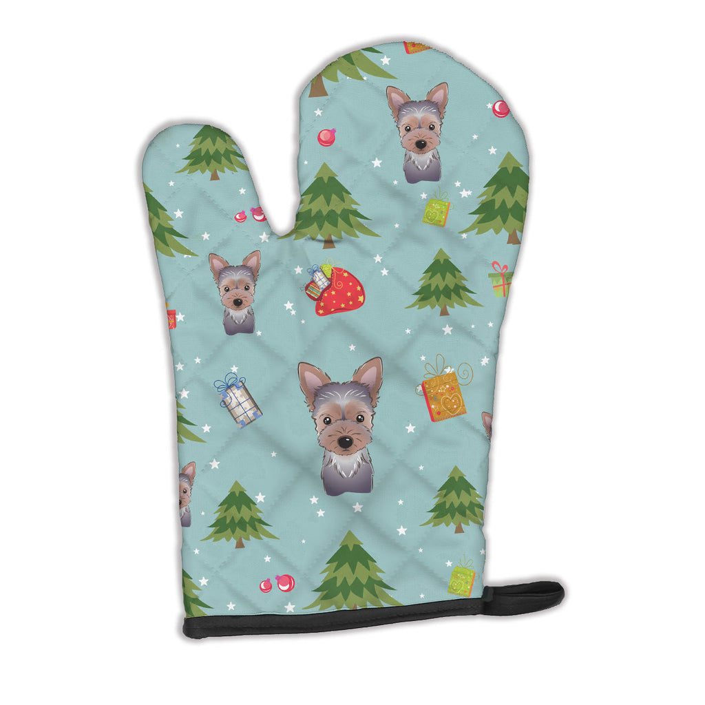 Christmas Yorkie Puppy Oven Mitt Heat Resistant Thick Oven Mitt for Hot Pans and Oven, Kitchen Mitt Protect Hands, Cooking Baking Glove