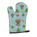 Christmas Wirehaired Dachshund Oven Mitt Heat Resistant Thick Oven Mitt for Hot Pans and Oven, Kitchen Mitt Protect Hands, Cooking Baking Glove
