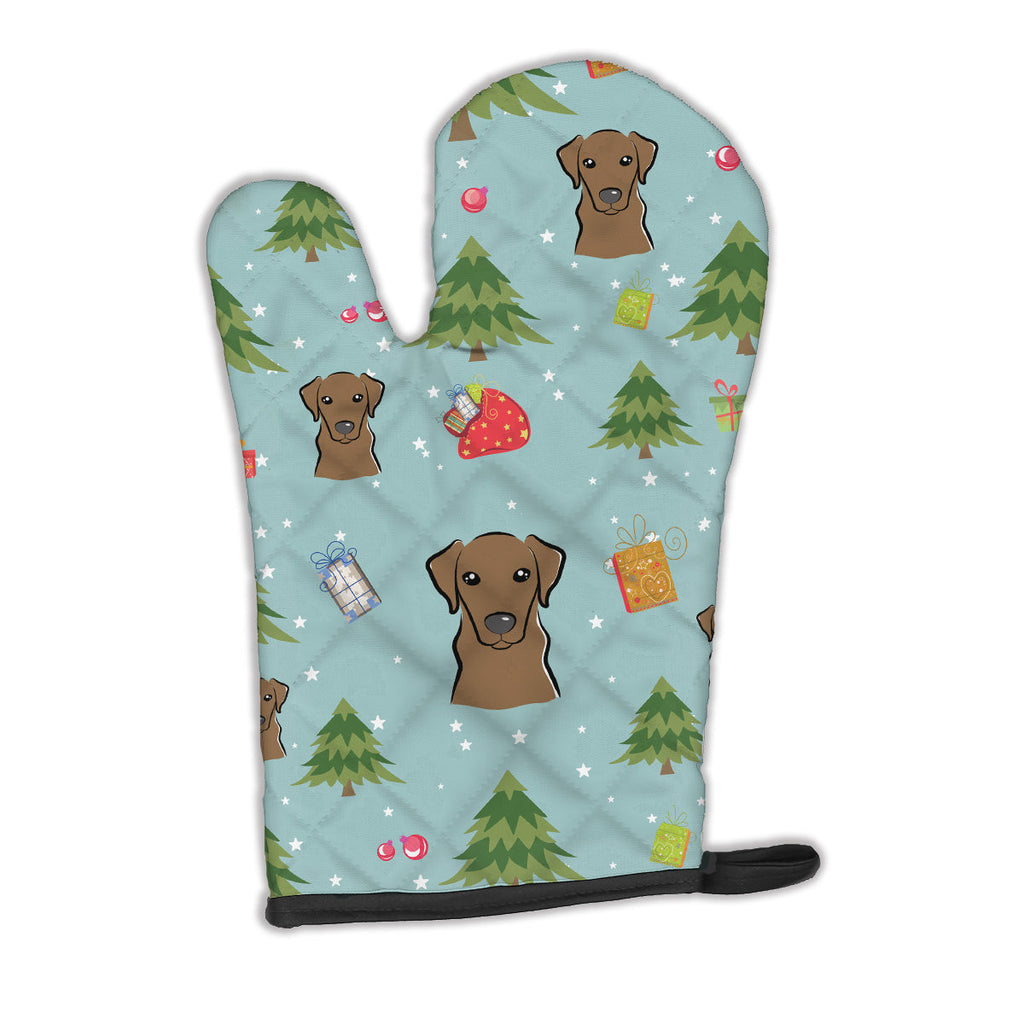 Christmas Chocolate Labrador Oven Mitt Heat Resistant Thick Oven Mitt for Hot Pans and Oven, Kitchen Mitt Protect Hands, Cooking Baking Glove