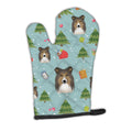 Christmas Sheltie Oven Mitt Heat Resistant Thick Oven Mitt for Hot Pans and Oven, Kitchen Mitt Protect Hands, Cooking Baking Glove