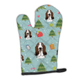 Christmas Basset Hound Oven Mitt Heat Resistant Thick Oven Mitt for Hot Pans and Oven, Kitchen Mitt Protect Hands, Cooking Baking Glove