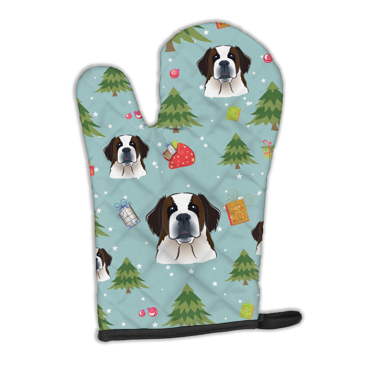 Christmas Saint Bernard Oven Mitt Heat Resistant Thick Oven Mitt for Hot Pans and Oven, Kitchen Mitt Protect Hands, Cooking Baking Glove