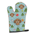 Christmas Chocolate Brown Poodle Oven Mitt Heat Resistant Thick Oven Mitt for Hot Pans and Oven, Kitchen Mitt Protect Hands, Cooking Baking Glove
