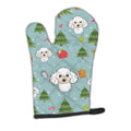 Christmas White Poodle Oven Mitt Heat Resistant Thick Oven Mitt for Hot Pans and Oven, Kitchen Mitt Protect Hands, Cooking Baking Glove