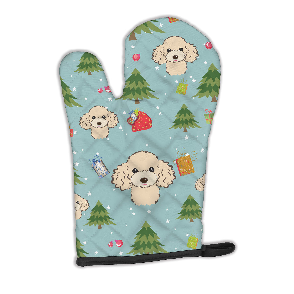 Christmas Buff Poodle Oven Mitt Heat Resistant Thick Oven Mitt for Hot Pans and Oven, Kitchen Mitt Protect Hands, Cooking Baking Glove