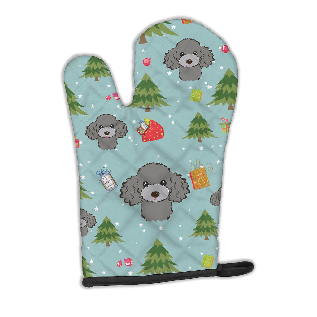 Christmas Silver Gray Poodle Oven Mitt Heat Resistant Thick Oven Mitt for Hot Pans and Oven, Kitchen Mitt Protect Hands, Cooking Baking Glove