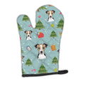 Christmas Jack Russell Terrier Oven Mitt Heat Resistant Thick Oven Mitt for Hot Pans and Oven, Kitchen Mitt Protect Hands, Cooking Baking Glove