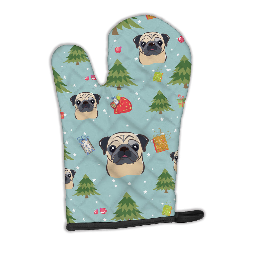 Christmas Fawn Pug Oven Mitt Heat Resistant Thick Oven Mitt for Hot Pans and Oven, Kitchen Mitt Protect Hands, Cooking Baking Glove