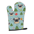 Christmas Fawn Pug Oven Mitt Heat Resistant Thick Oven Mitt for Hot Pans and Oven, Kitchen Mitt Protect Hands, Cooking Baking Glove