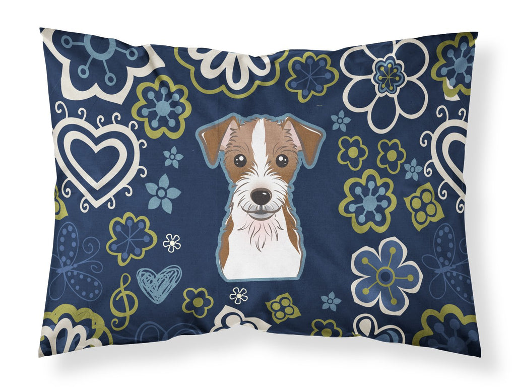 Blue Flowers Jack Russell Terrier Standard Pillowcase Lightweight Super Soft Easy Care Decorative Artwork Pillowcase, Standard