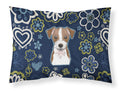 Blue Flowers Jack Russell Terrier Standard Pillowcase Lightweight Super Soft Easy Care Decorative Artwork Pillowcase, Standard