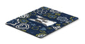 Blue Flowers Boston Terrier Mouse Pad, Heat Resistant Trivet Hot Pad , Non Slip Rubber Desk Mat, Kitchen Counter Protector, Home Office Decor Gift