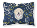 Blue Flowers Golden Retriever Standard Pillowcase Lightweight Super Soft Easy Care Decorative Artwork Pillowcase, Standard