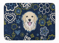 Blue Flowers Golden Retriever Memory Foam Kitchen Mat Machine Washable Anti-Fatigue Cushion Comfort Bath or Kitchen Rug
