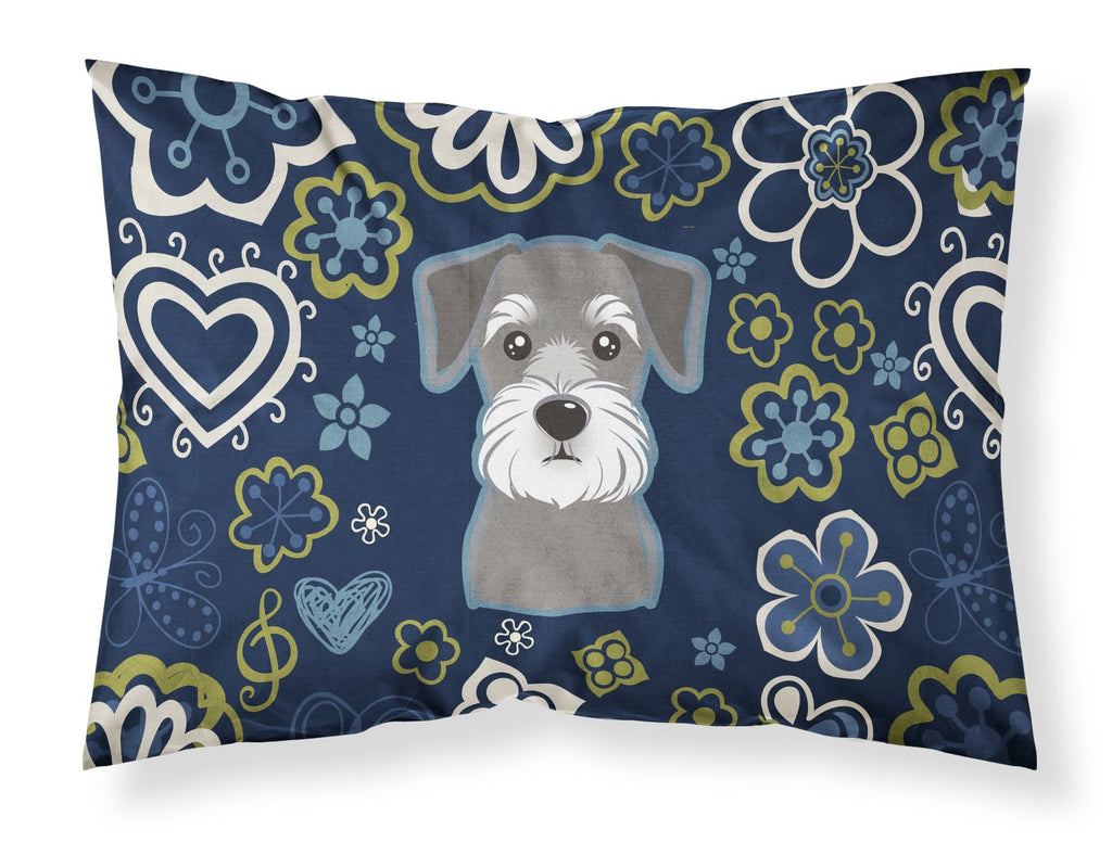 Blue Flowers Schnauzer Standard Pillowcase Lightweight Super Soft Easy Care Decorative Artwork Pillowcase, Standard