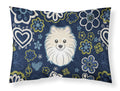 Blue Flowers Pomeranian Standard Pillowcase Lightweight Super Soft Easy Care Decorative Artwork Pillowcase, Standard