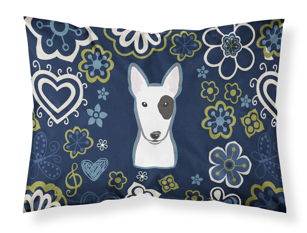 Blue Flowers Bull Terrier Standard Pillowcase Lightweight Super Soft Easy Care Decorative Artwork Pillowcase, Standard