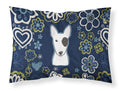 Blue Flowers Bull Terrier Standard Pillowcase Lightweight Super Soft Easy Care Decorative Artwork Pillowcase, Standard