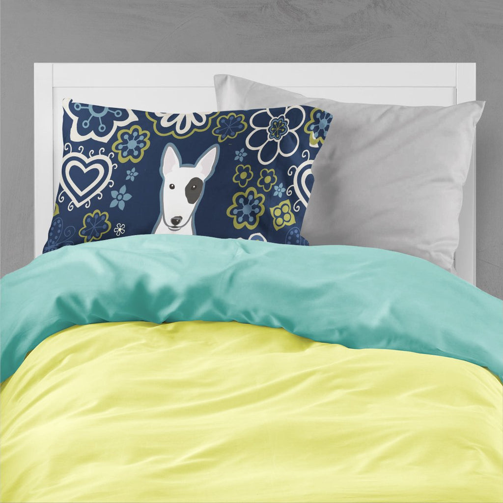 Blue Flowers Bull Terrier Standard Pillowcase Lightweight Super Soft Easy Care Decorative Artwork Pillowcase, Standard