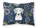 Blue Flowers Dalmatian Standard Pillowcase Lightweight Super Soft Easy Care Decorative Artwork Pillowcase, Standard