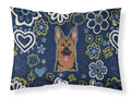 Blue Flowers German Shepherd Standard Pillowcase Lightweight Super Soft Easy Care Decorative Artwork Pillowcase, Standard