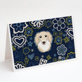 Blue Flowers Longhair Creme Dachshund Greeting Cards Pack of 8 Blank Cards with Envelopes Whimsical A7 Size 5x7