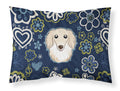 Blue Flowers Longhair Creme Dachshund Standard Pillowcase Lightweight Super Soft Easy Care Decorative Artwork Pillowcase, Standard
