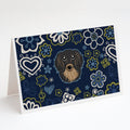 Blue Flowers Longhair Black and Tan Dachshund Greeting Cards Pack of 8 Blank Cards with Envelopes Whimsical A7 Size 5x7