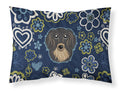 Blue Flowers Longhair Black and Tan Dachshund Standard Pillowcase Lightweight Super Soft Easy Care Decorative Artwork Pillowcase, Standard