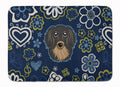 Blue Flowers Longhair Black and Tan Dachshund Memory Foam Kitchen Mat Machine Washable Anti-Fatigue Cushion Comfort Bath or Kitchen Rug
