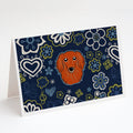 Blue Flowers Longhair Red Dachshund Greeting Cards Pack of 8 Blank Cards with Envelopes Whimsical A7 Size 5x7