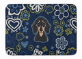 Blue Flowers Smooth Black and Tan Dachshund Memory Foam Kitchen Mat Machine Washable Anti-Fatigue Cushion Comfort Bath or Kitchen Rug