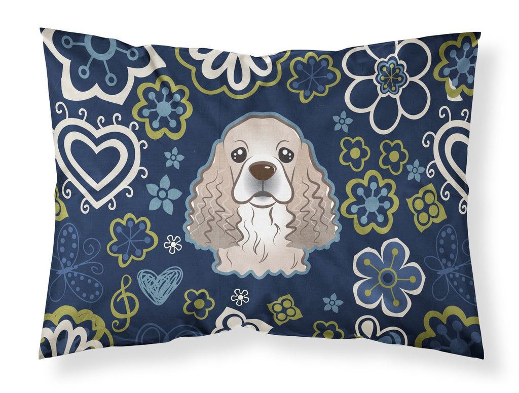 Blue Flowers Cocker Spaniel Standard Pillowcase Lightweight Super Soft Easy Care Decorative Artwork Pillowcase, Standard