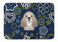 Blue Flowers Cocker Spaniel Memory Foam Kitchen Mat Machine Washable Anti-Fatigue Cushion Comfort Bath or Kitchen Rug