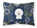 Blue Flowers Bichon Frise Standard Pillowcase Lightweight Super Soft Easy Care Decorative Artwork Pillowcase, Standard