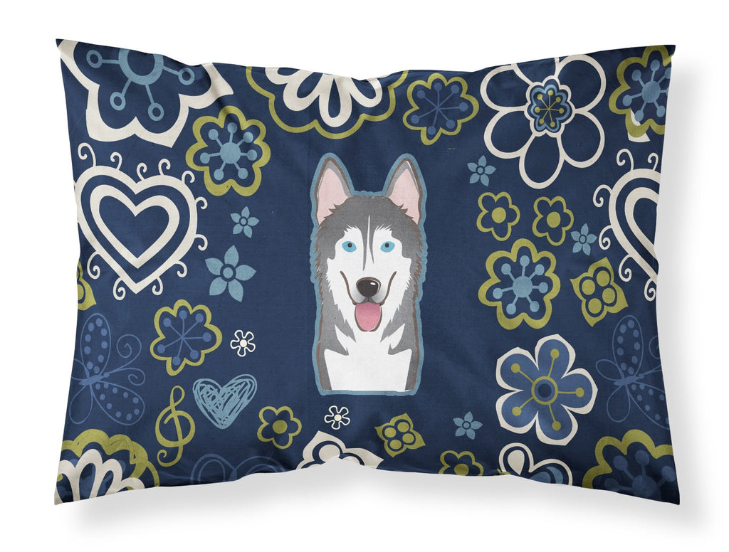 Blue Flowers Alaskan Malamute Standard Pillowcase Lightweight Super Soft Easy Care Decorative Artwork Pillowcase, Standard