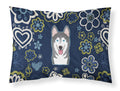 Blue Flowers Alaskan Malamute Standard Pillowcase Lightweight Super Soft Easy Care Decorative Artwork Pillowcase, Standard