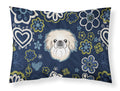 Blue Flowers Pekingese Standard Pillowcase Lightweight Super Soft Easy Care Decorative Artwork Pillowcase, Standard