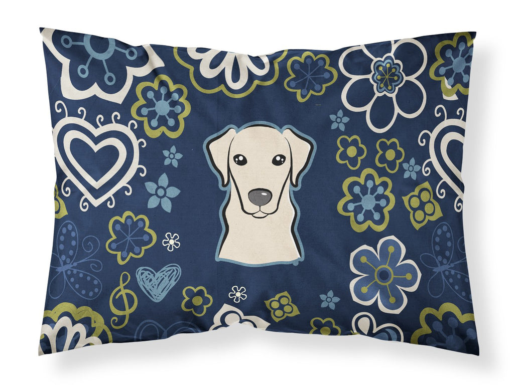 Blue Flowers Yellow Labrador Standard Pillowcase Lightweight Super Soft Easy Care Decorative Artwork Pillowcase, Standard