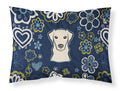 Blue Flowers Yellow Labrador Standard Pillowcase Lightweight Super Soft Easy Care Decorative Artwork Pillowcase, Standard