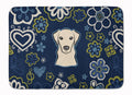 Blue Flowers Yellow Labrador Memory Foam Kitchen Mat Machine Washable Anti-Fatigue Cushion Comfort Bath or Kitchen Rug