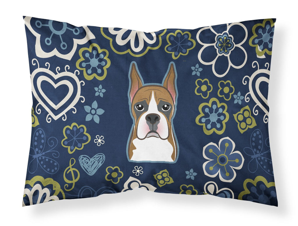 Blue Flowers Boxer Standard Pillowcase Lightweight Super Soft Easy Care Decorative Artwork Pillowcase, Standard