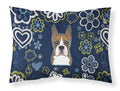 Blue Flowers Boxer Standard Pillowcase Lightweight Super Soft Easy Care Decorative Artwork Pillowcase, Standard