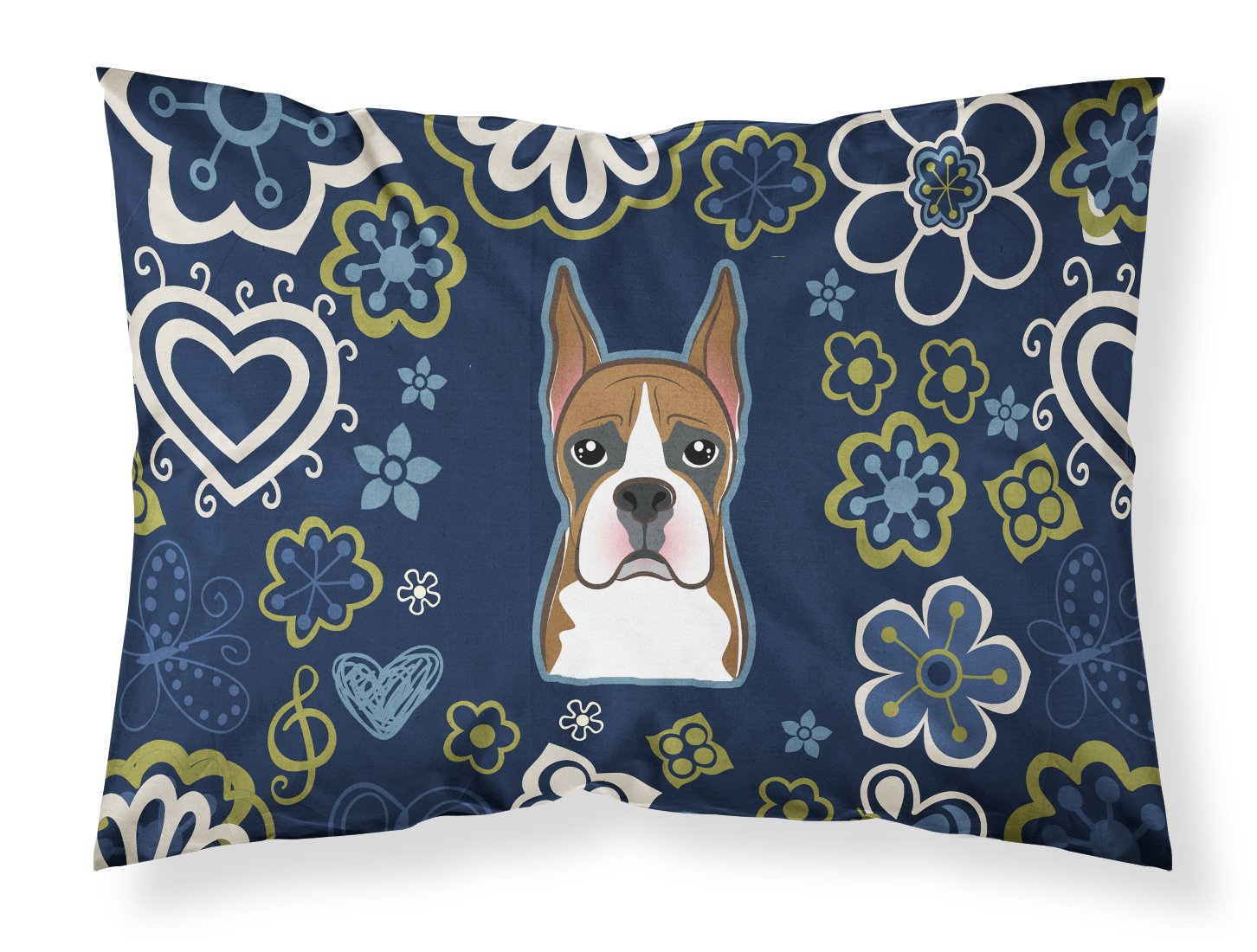 Blue Flowers Boxer Standard Pillowcase Lightweight Super Soft Easy Care Decorative Artwork Pillowcase, Standard