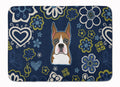 Blue Flowers Boxer Memory Foam Kitchen Mat Machine Washable Anti-Fatigue Cushion Comfort Bath or Kitchen Rug