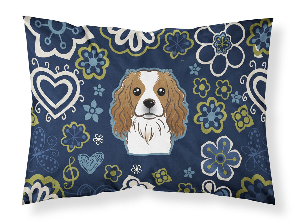 Blue Flowers Cavalier Spaniel Standard Pillowcase Lightweight Super Soft Easy Care Decorative Artwork Pillowcase, Standard
