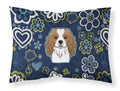 Blue Flowers Cavalier Spaniel Standard Pillowcase Lightweight Super Soft Easy Care Decorative Artwork Pillowcase, Standard